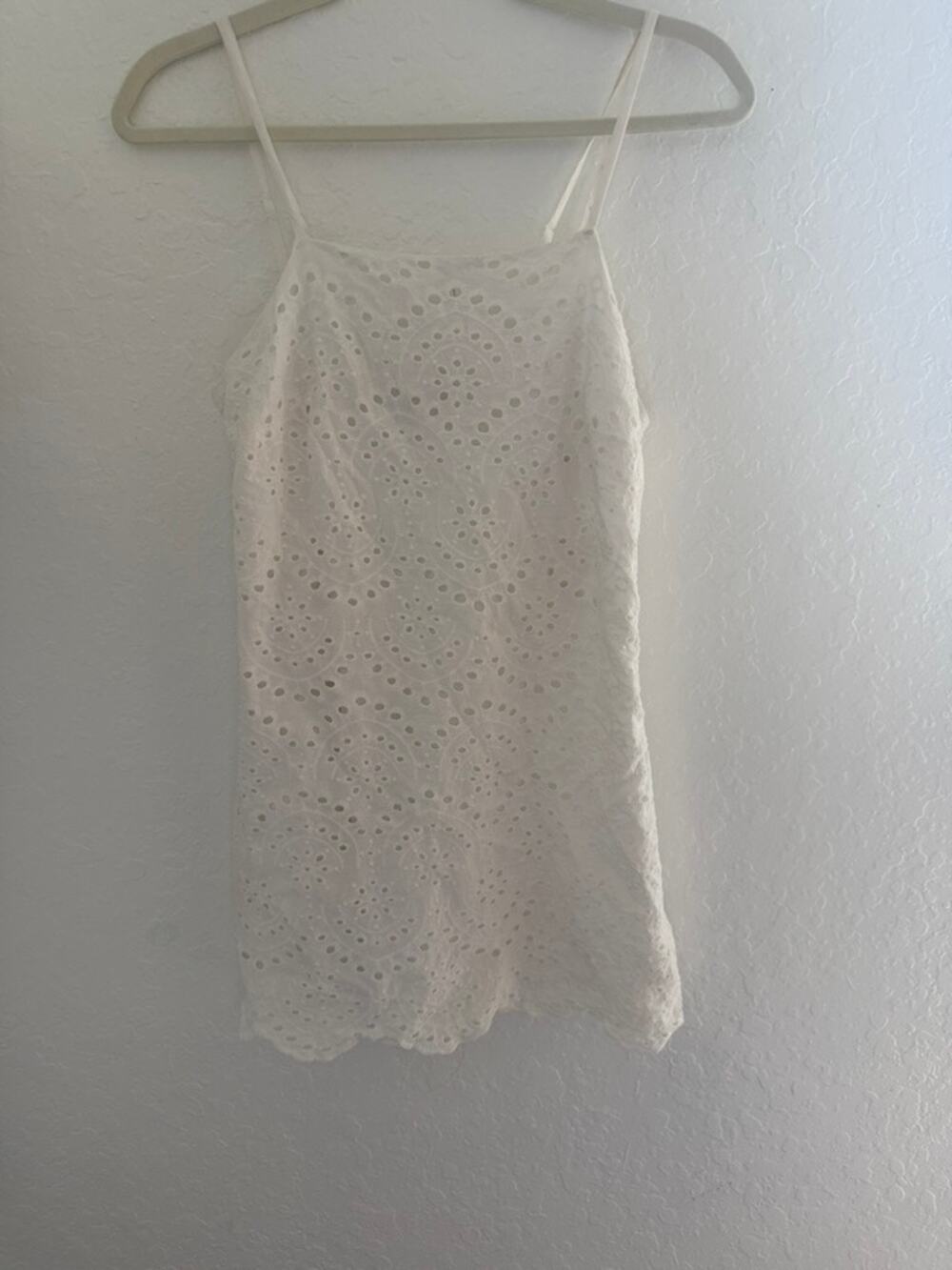 JUN & IVY White Eyelet Cami Mini Dress Size S